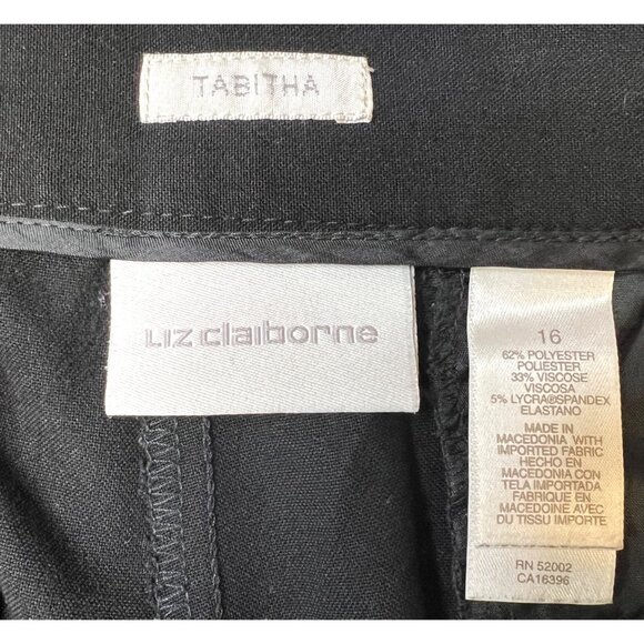 Liz Claiborne Womens Black Dress Pants 16 Flat Front Polyester Blend - Picture 3 of 3